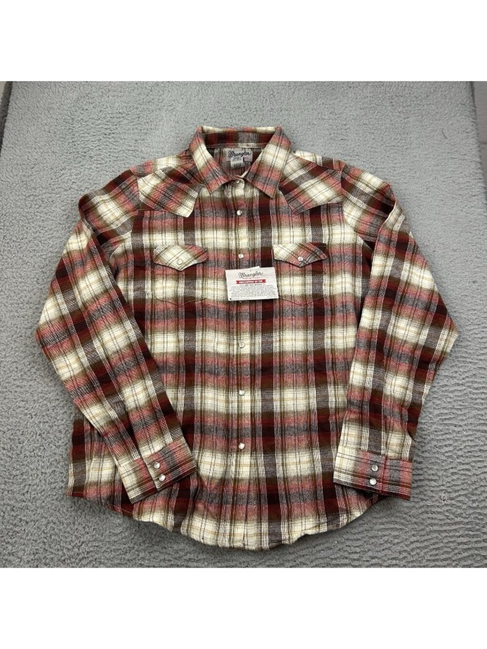 Wrangler Wrancher Pearl Snap Button Up Women’s Long Sleeve Shirt Size XXL Plaid